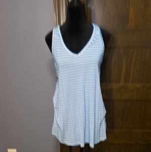Suzanne Betro Light Blue Striped Tank Top